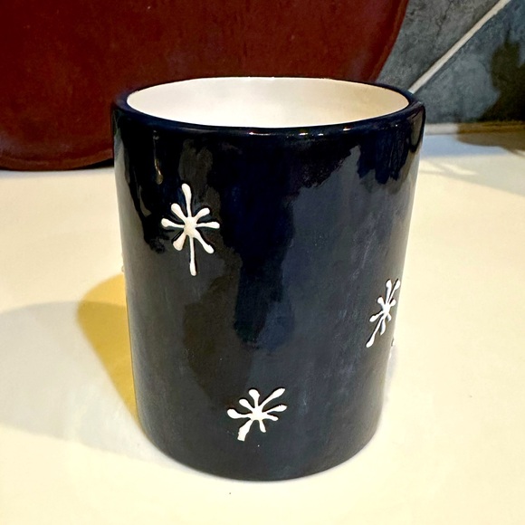 NEW VTG RARE CIC CERAMIC SANTA CLAUS CUP TUMBLER BLACK RED CERTIFIED INTERNATNAL - Picture 7 of 7